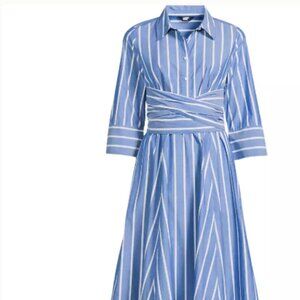 NWT Lands' End Women's Poplin Midi Wrap Front Dress